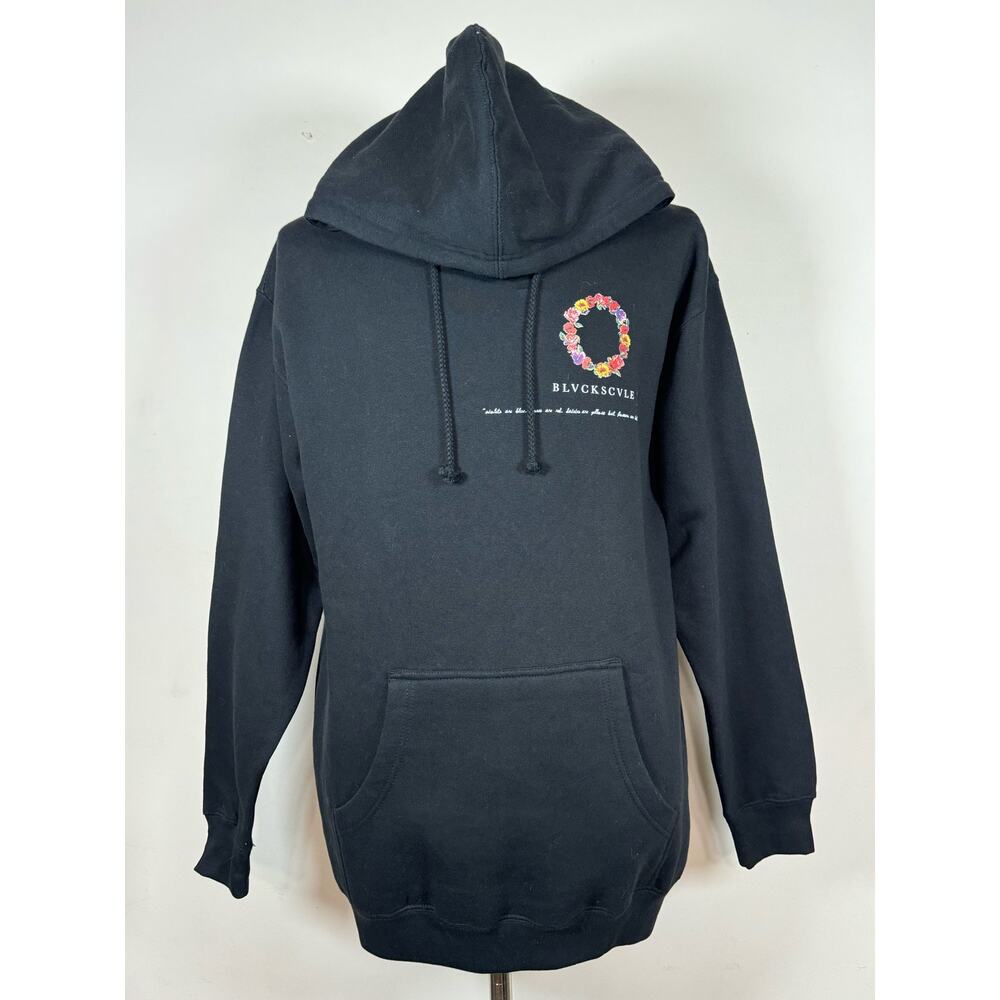 Rare Black Scale Flower Wreath Black Hooded Pullover Hoodie Men’s Size L USED
